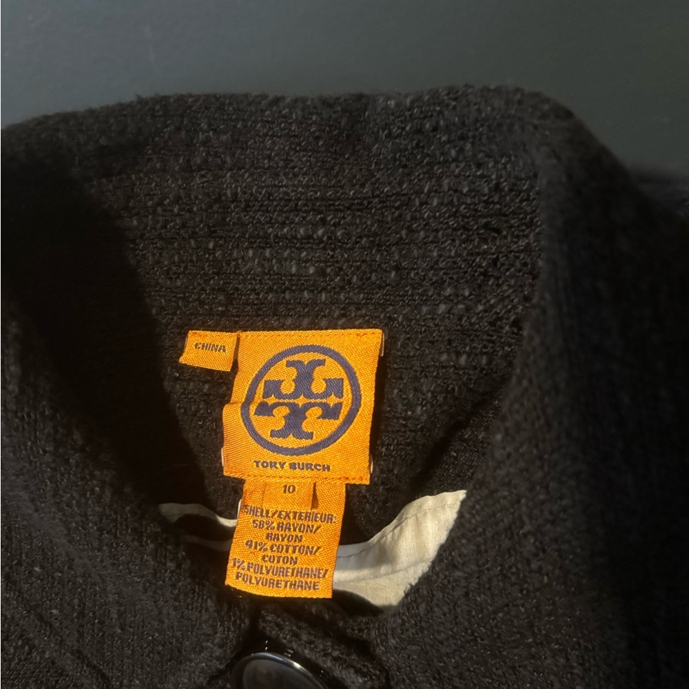 TORY BURCH BOUCLE JACKET sz 10 Black